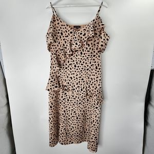 Skies are Blue Cheetah Print Ruffles Midi Dress Boho Animal